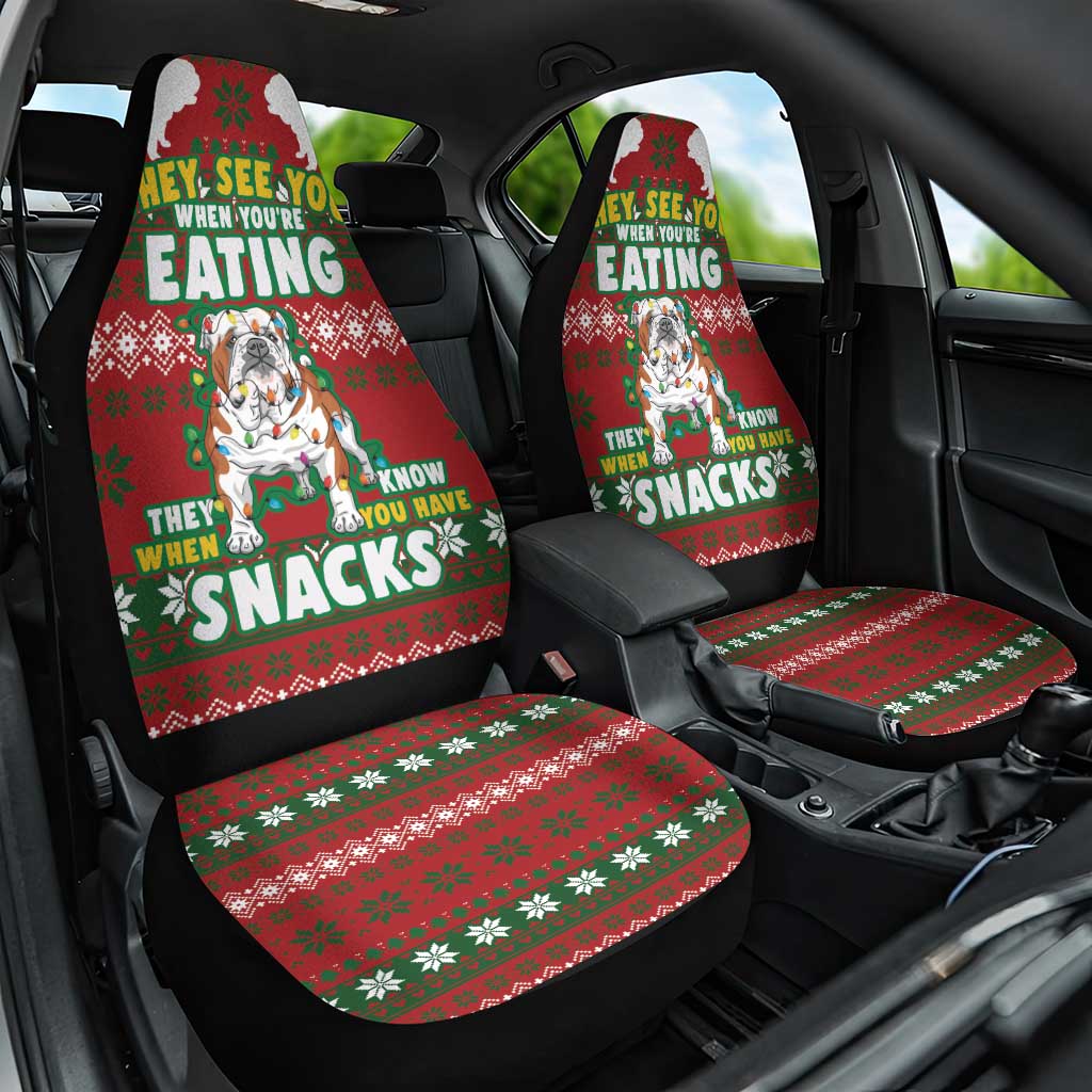 Bulldog Snacks Christmas Car Seat Cover They Know You Have Snacks - Wonder Print Shop