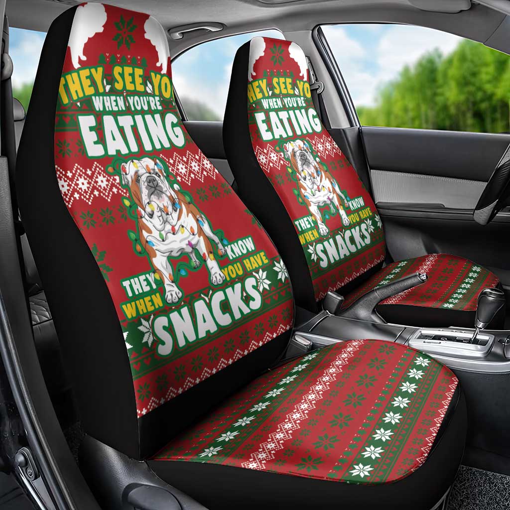 Bulldog Snacks Christmas Car Seat Cover They Know You Have Snacks - Wonder Print Shop