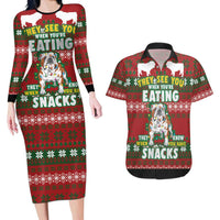 Bulldog Snacks Christmas Couples Matching Long Sleeve Bodycon Dress and Hawaiian Shirt They Know You Have Snacks - Wonder Print Shop