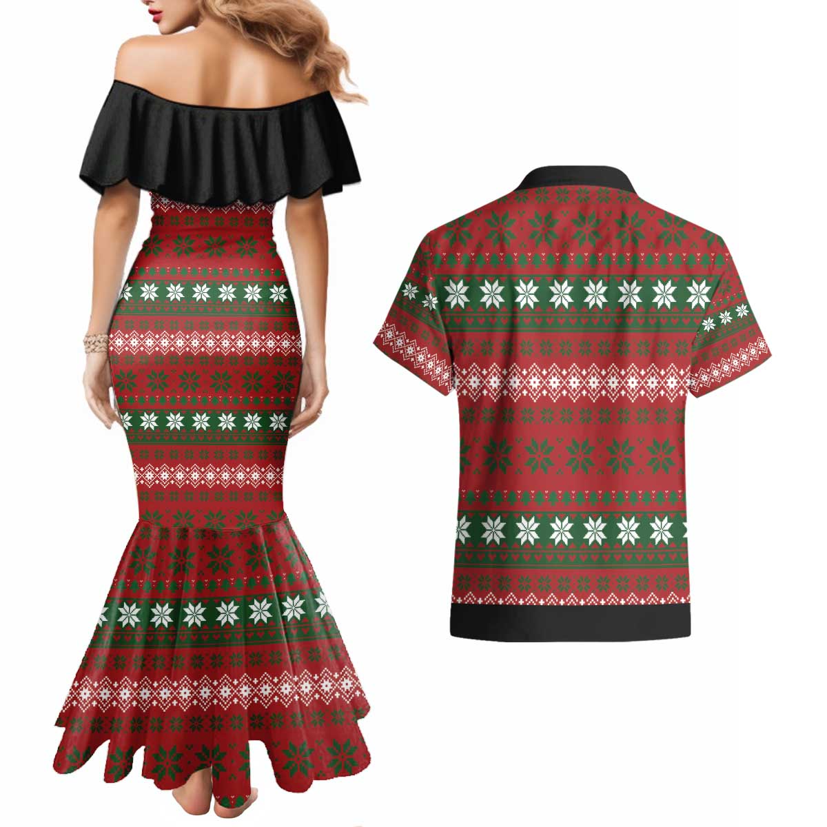 Bulldog Snacks Christmas Couples Matching Mermaid Dress and Hawaiian Shirt They Know You Have Snacks - Wonder Print Shop