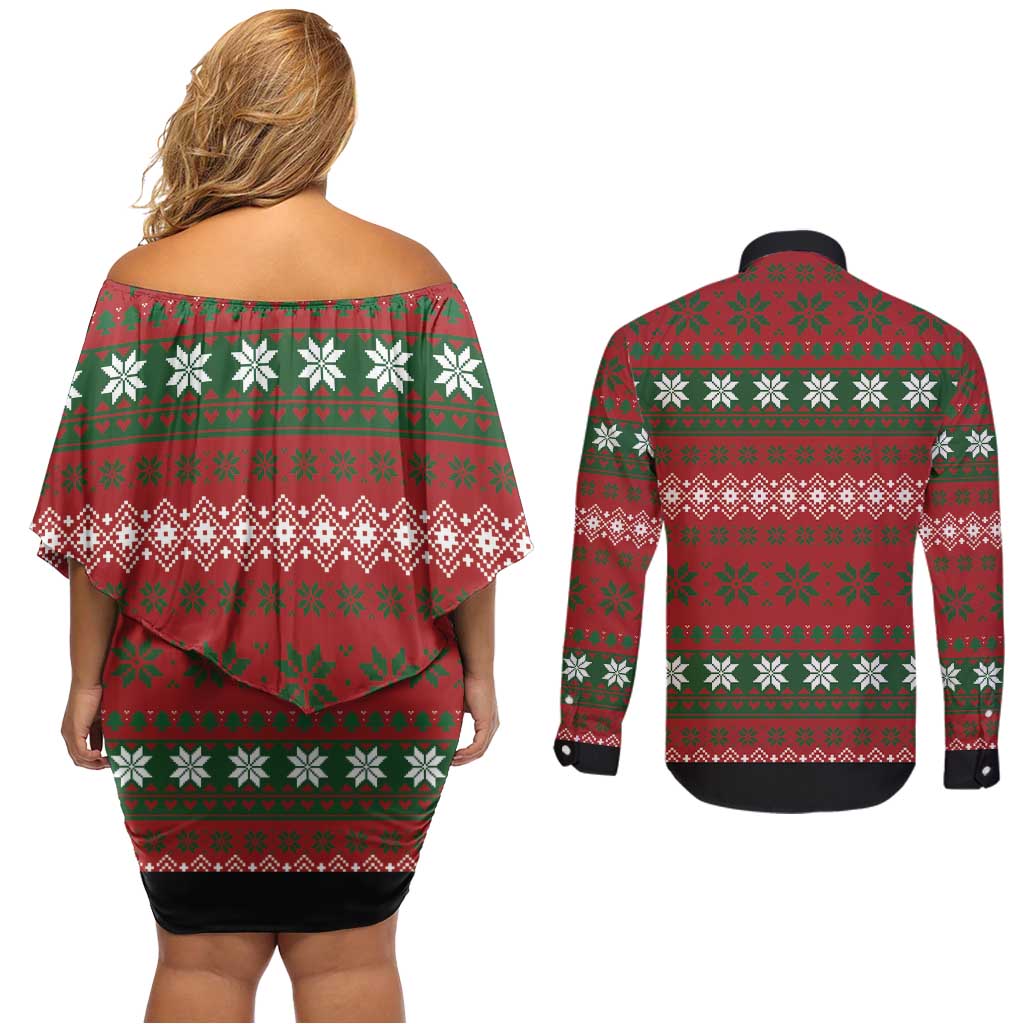 Bulldog Snacks Christmas Couples Matching Off Shoulder Short Dress and Long Sleeve Button Shirt They Know You Have Snacks - Wonder Print Shop