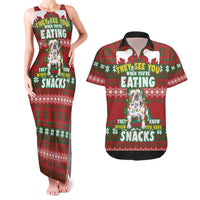 Bulldog Snacks Christmas Couples Matching Tank Maxi Dress and Hawaiian Shirt They Know You Have Snacks - Wonder Print Shop