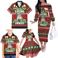 Bulldog Snacks Christmas Family Matching Off The Shoulder Long Sleeve Dress and Hawaiian Shirt They Know You Have Snacks - Wonder Print Shop