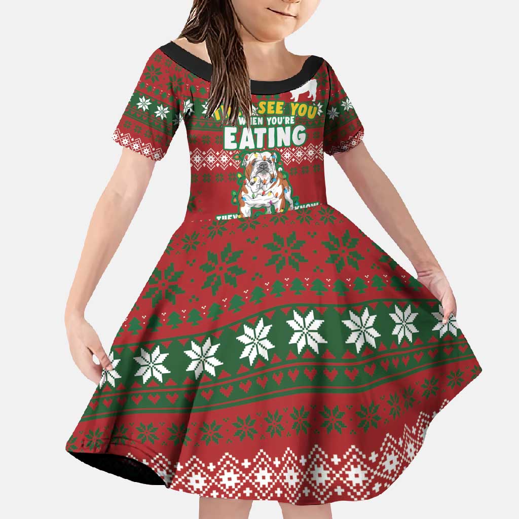 Bulldog Snacks Christmas Family Matching Short Sleeve Bodycon Dress and Hawaiian Shirt They Know You Have Snacks - Wonder Print Shop
