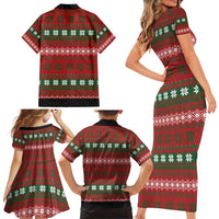 Bulldog Snacks Christmas Family Matching Short Sleeve Bodycon Dress and Hawaiian Shirt They Know You Have Snacks - Wonder Print Shop