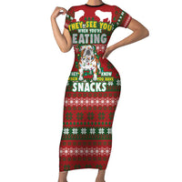 Bulldog Snacks Christmas Family Matching Short Sleeve Bodycon Dress and Hawaiian Shirt They Know You Have Snacks - Wonder Print Shop