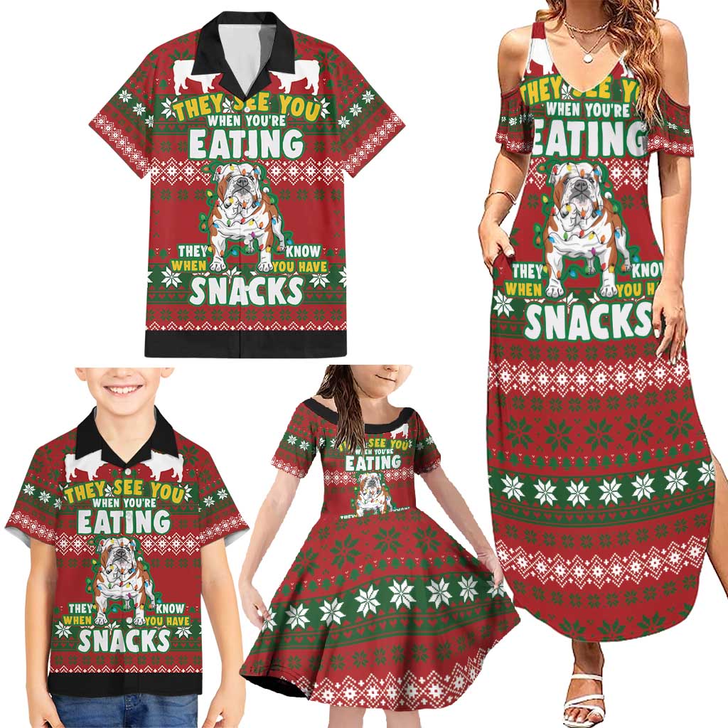 Bulldog Snacks Christmas Family Matching Summer Maxi Dress and Hawaiian Shirt They Know You Have Snacks - Wonder Print Shop