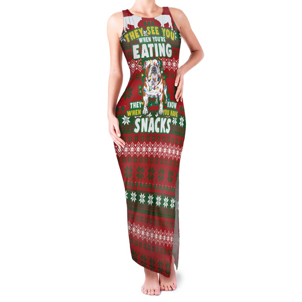 Bulldog Snacks Christmas Family Matching Tank Maxi Dress and Hawaiian Shirt They Know You Have Snacks - Wonder Print Shop