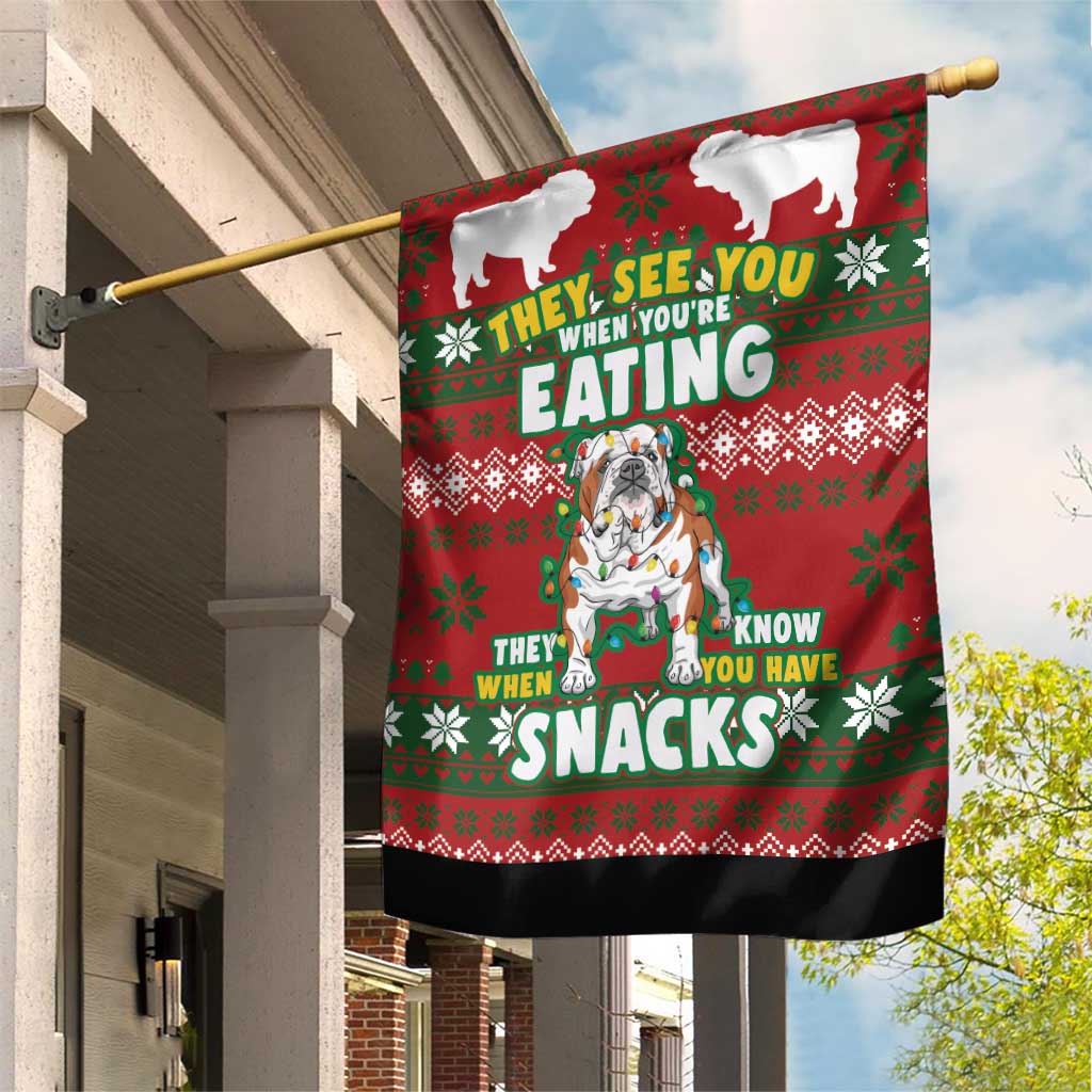 Bulldog Snacks Christmas Garden Flag They Know You Have Snacks - Wonder Print Shop