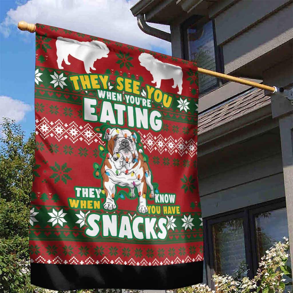 Bulldog Snacks Christmas Garden Flag They Know You Have Snacks - Wonder Print Shop