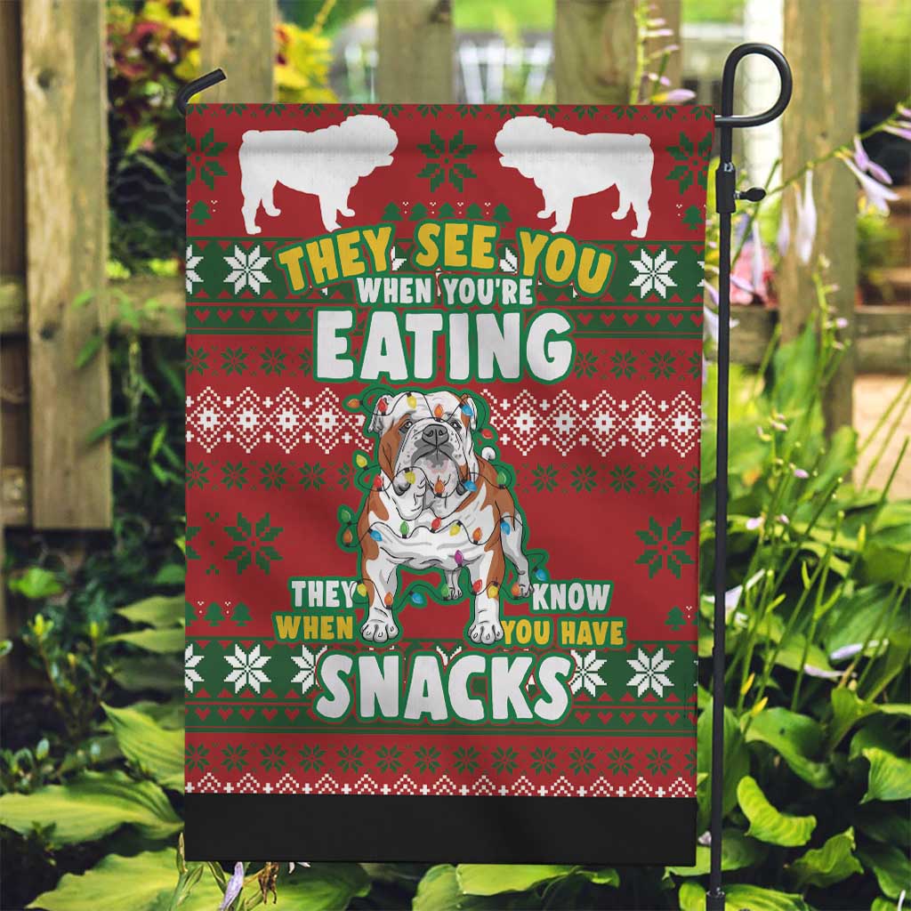Bulldog Snacks Christmas Garden Flag They Know You Have Snacks - Wonder Print Shop
