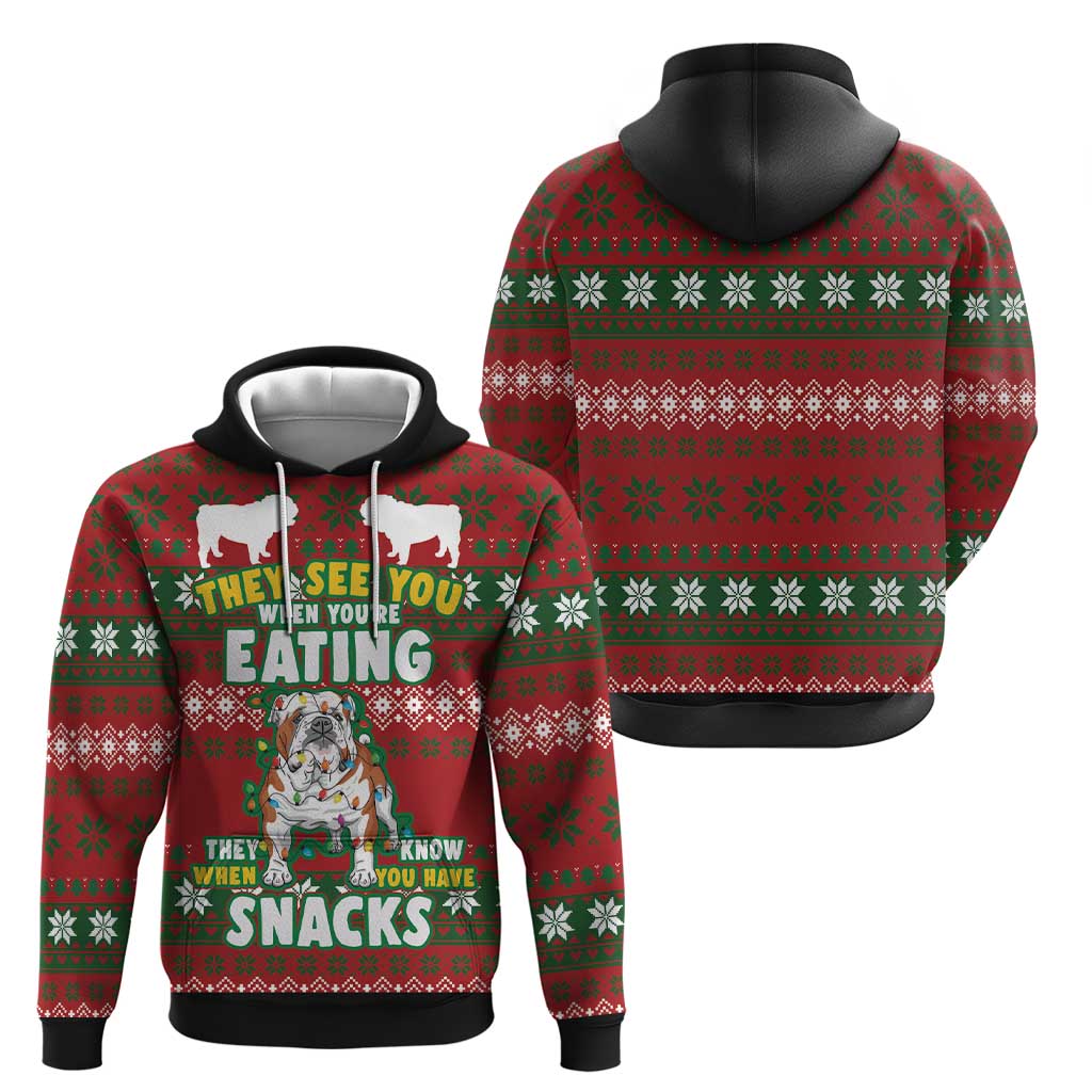 Bulldog Snacks Christmas Hoodie They Know You Have Snacks - Wonder Print Shop