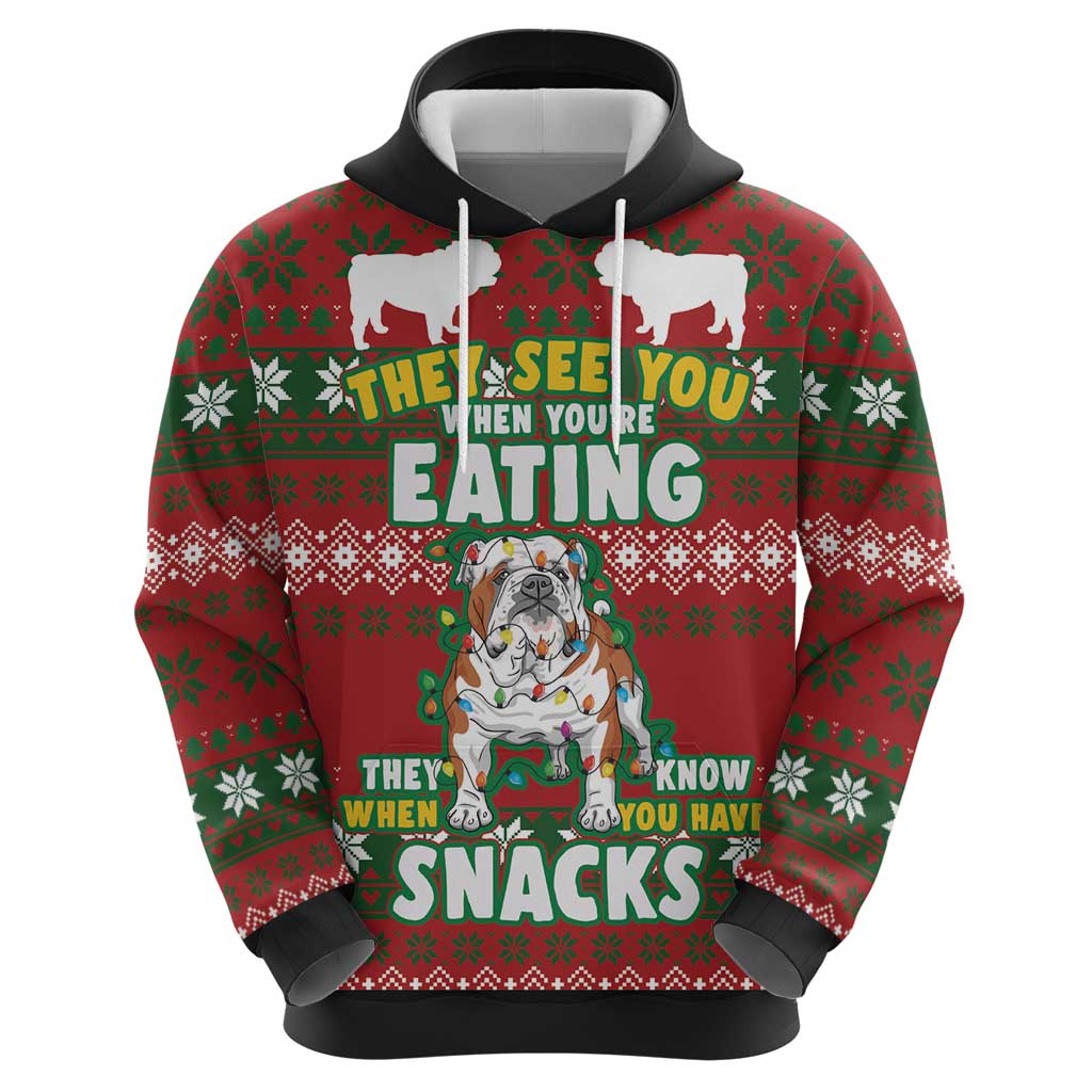Bulldog Snacks Christmas Hoodie They Know You Have Snacks - Wonder Print Shop