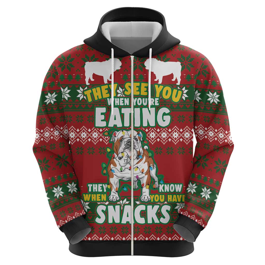 Bulldog Snacks Christmas Hoodie They Know You Have Snacks - Wonder Print Shop