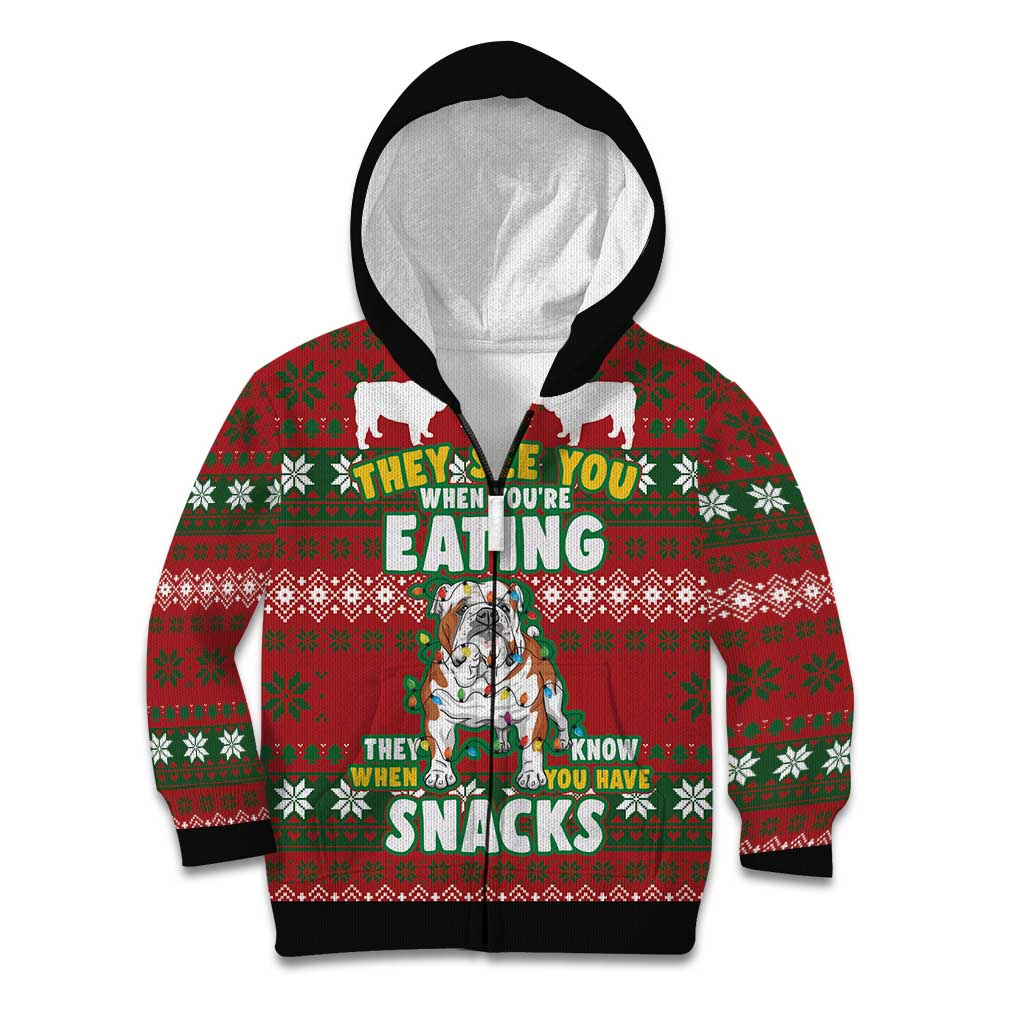 Bulldog Snacks Christmas Kid Hoodie They Know You Have Snacks - Wonder Print Shop