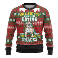 Bulldog Snacks Christmas Ugly Christmas Sweater They Know You Have Snacks - Wonder Print Shop