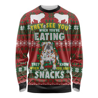 Bulldog Snacks Christmas Long Sleeve Shirt They Know You Have Snacks - Wonder Print Shop