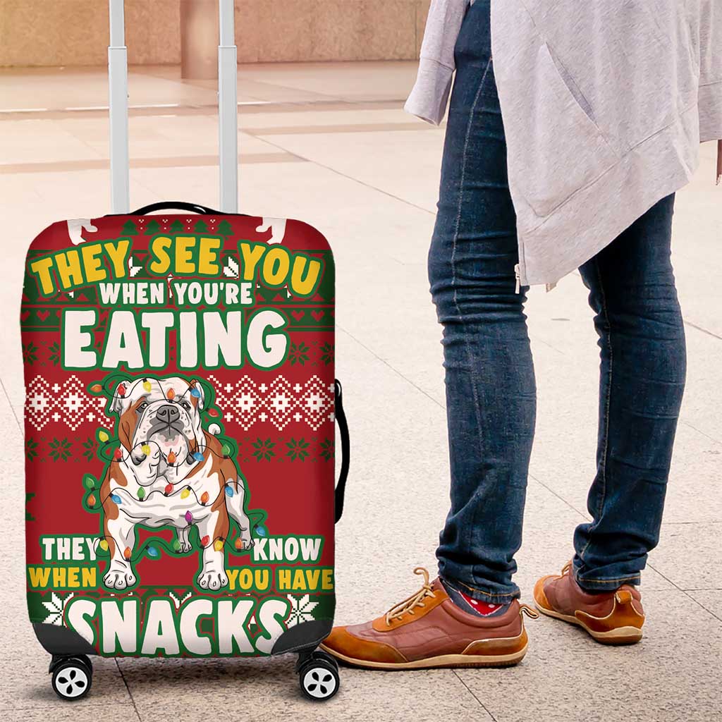 Bulldog Snacks Christmas Luggage Cover They Know You Have Snacks - Wonder Print Shop