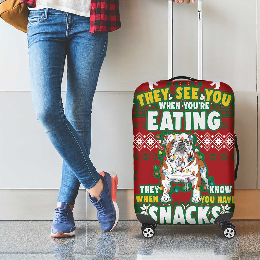 Bulldog Snacks Christmas Luggage Cover They Know You Have Snacks - Wonder Print Shop