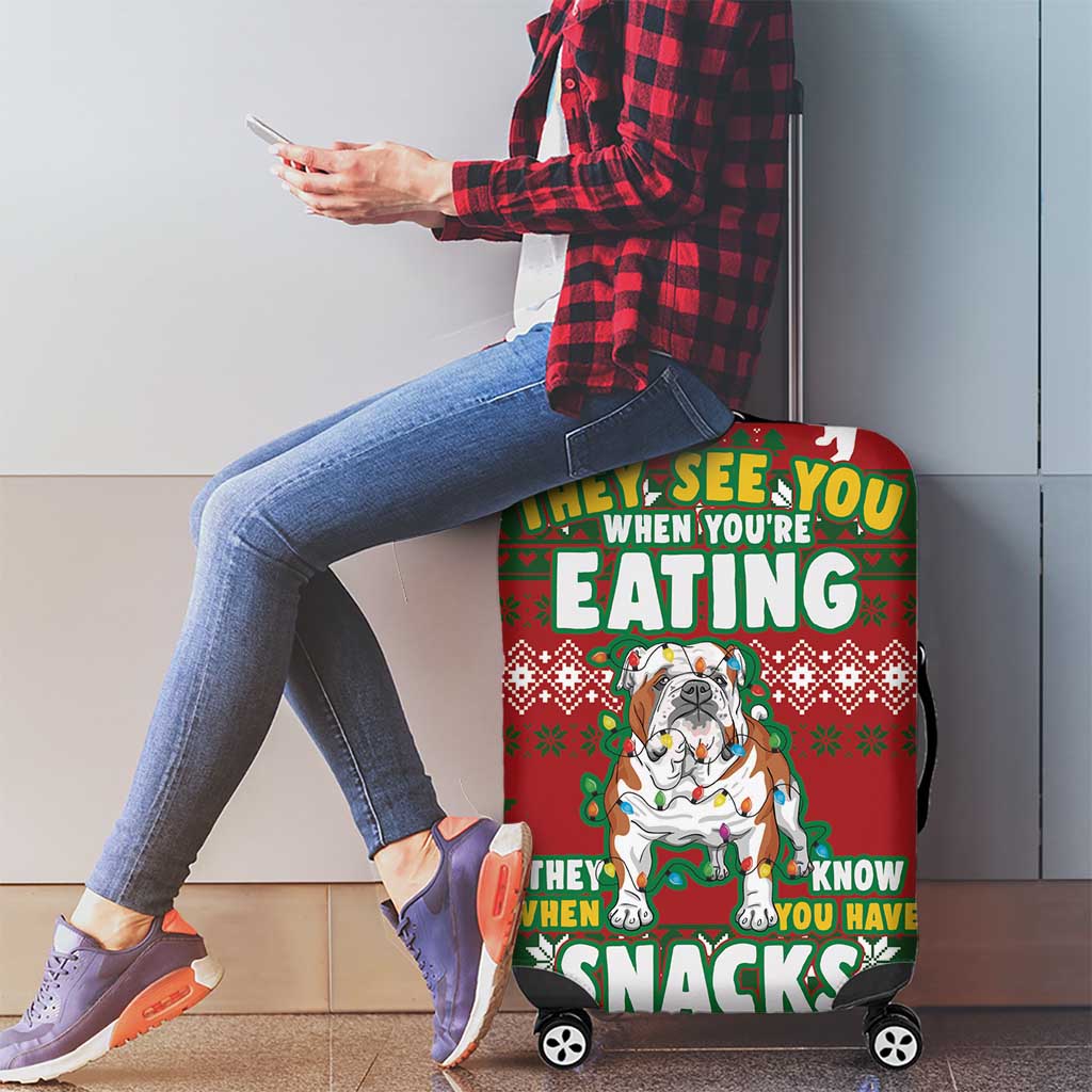 Bulldog Snacks Christmas Luggage Cover They Know You Have Snacks - Wonder Print Shop