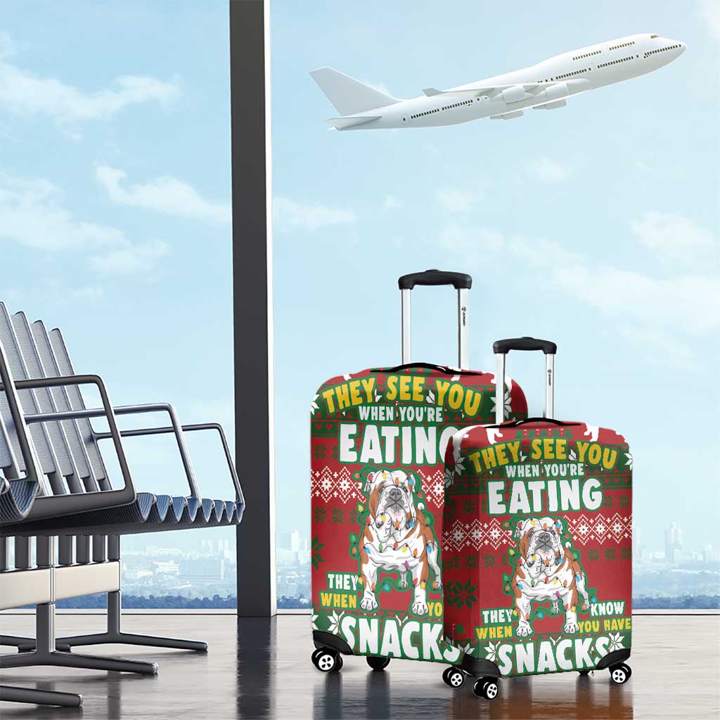 Bulldog Snacks Christmas Luggage Cover They Know You Have Snacks - Wonder Print Shop