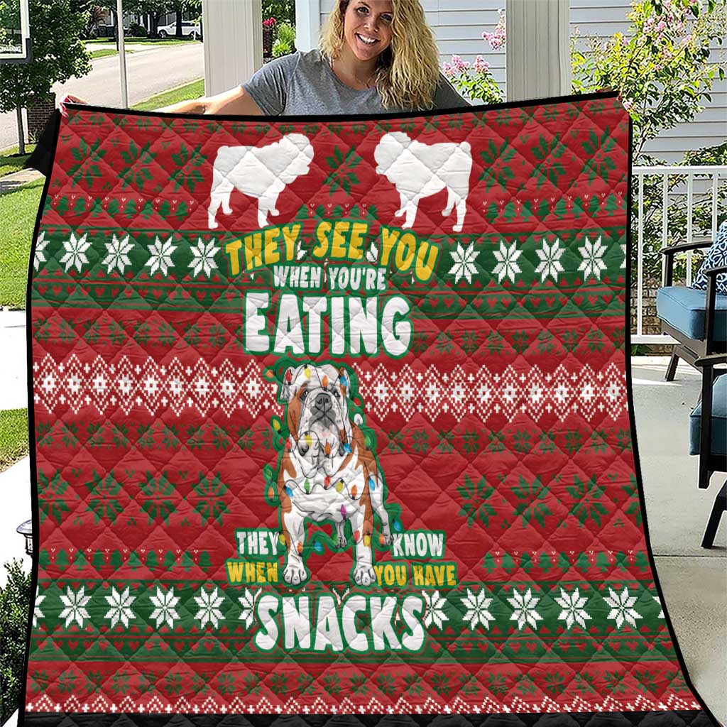 Bulldog Snacks Christmas Quilt They Know You Have Snacks - Wonder Print Shop