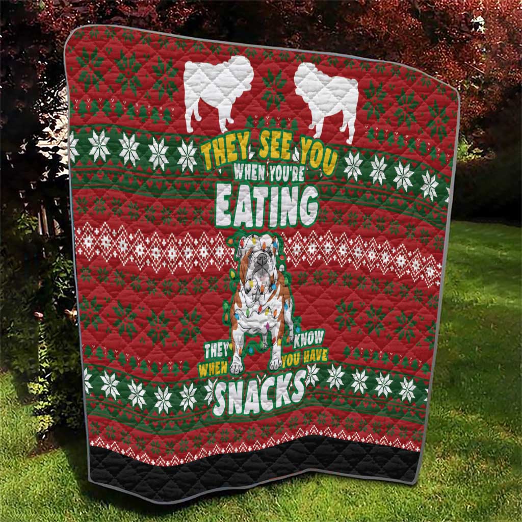 Bulldog Snacks Christmas Quilt They Know You Have Snacks - Wonder Print Shop