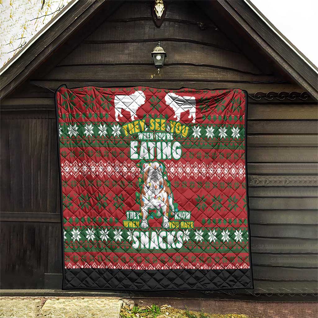 Bulldog Snacks Christmas Quilt They Know You Have Snacks - Wonder Print Shop