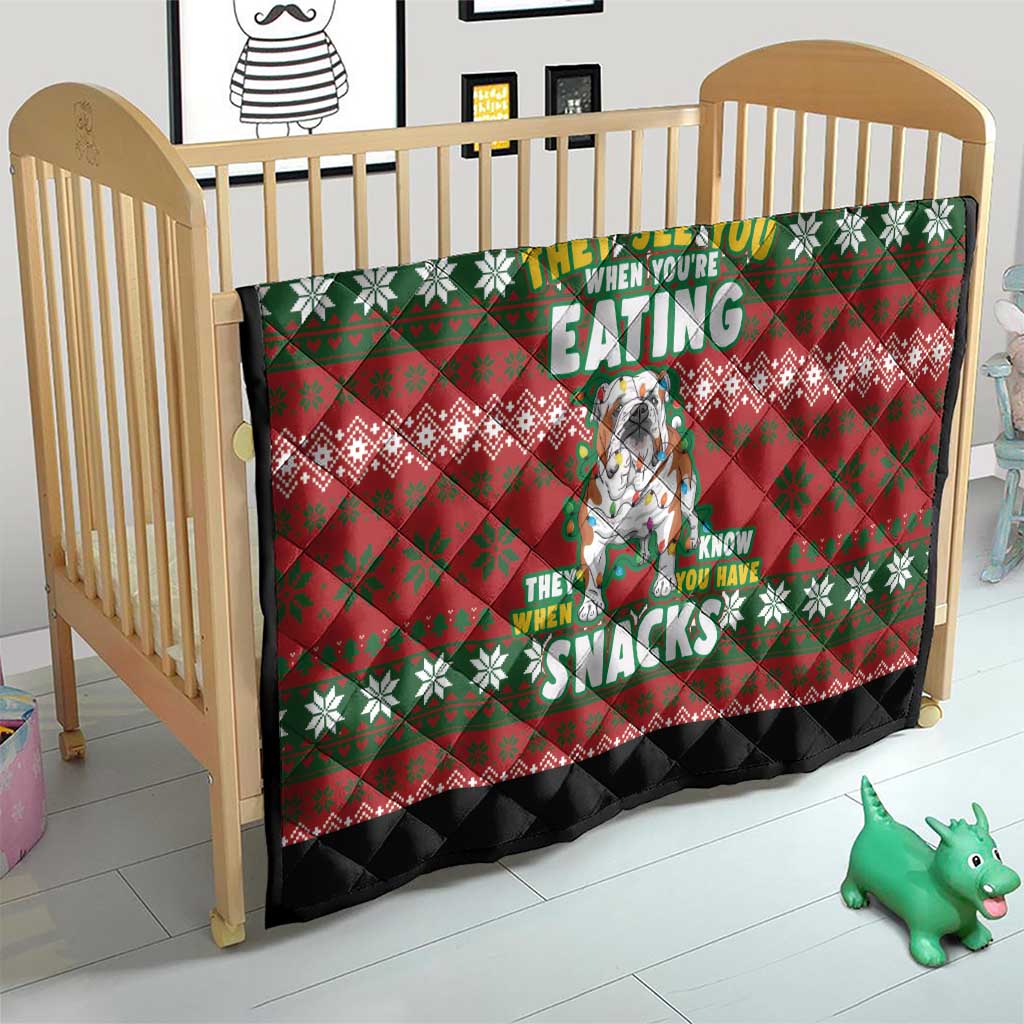 Bulldog Snacks Christmas Quilt They Know You Have Snacks - Wonder Print Shop
