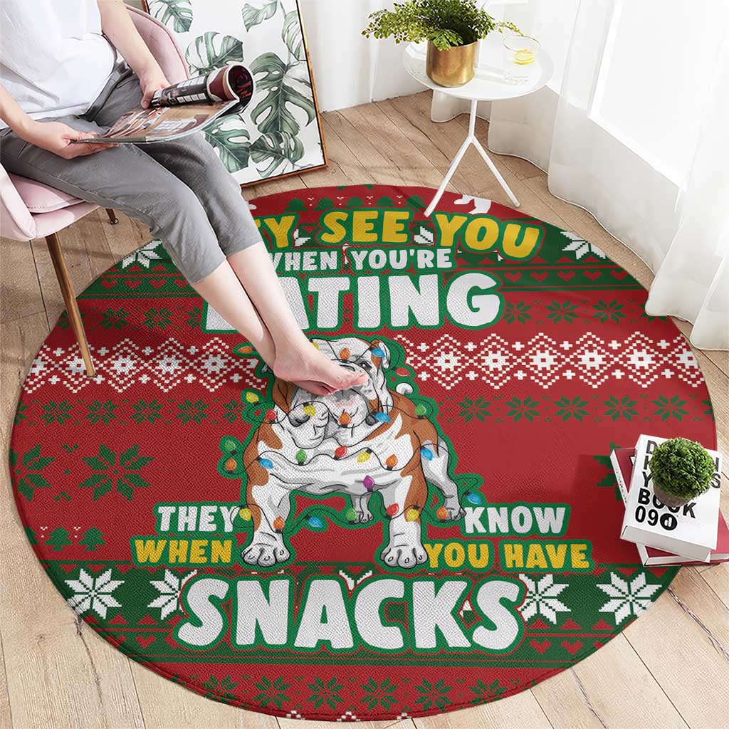Bulldog Snacks Christmas Round Carpet They Know You Have Snacks