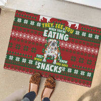 Bulldog Snacks Christmas Rubber Doormat They Know You Have Snacks - Wonder Print Shop