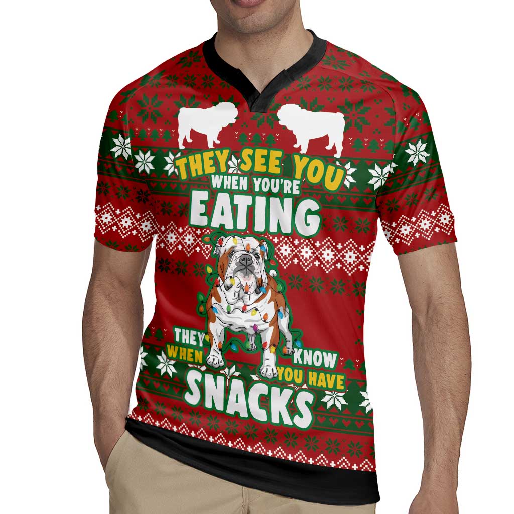 Bulldog Snacks Christmas Rugby Jersey They Know You Have Snacks - Wonder Print Shop