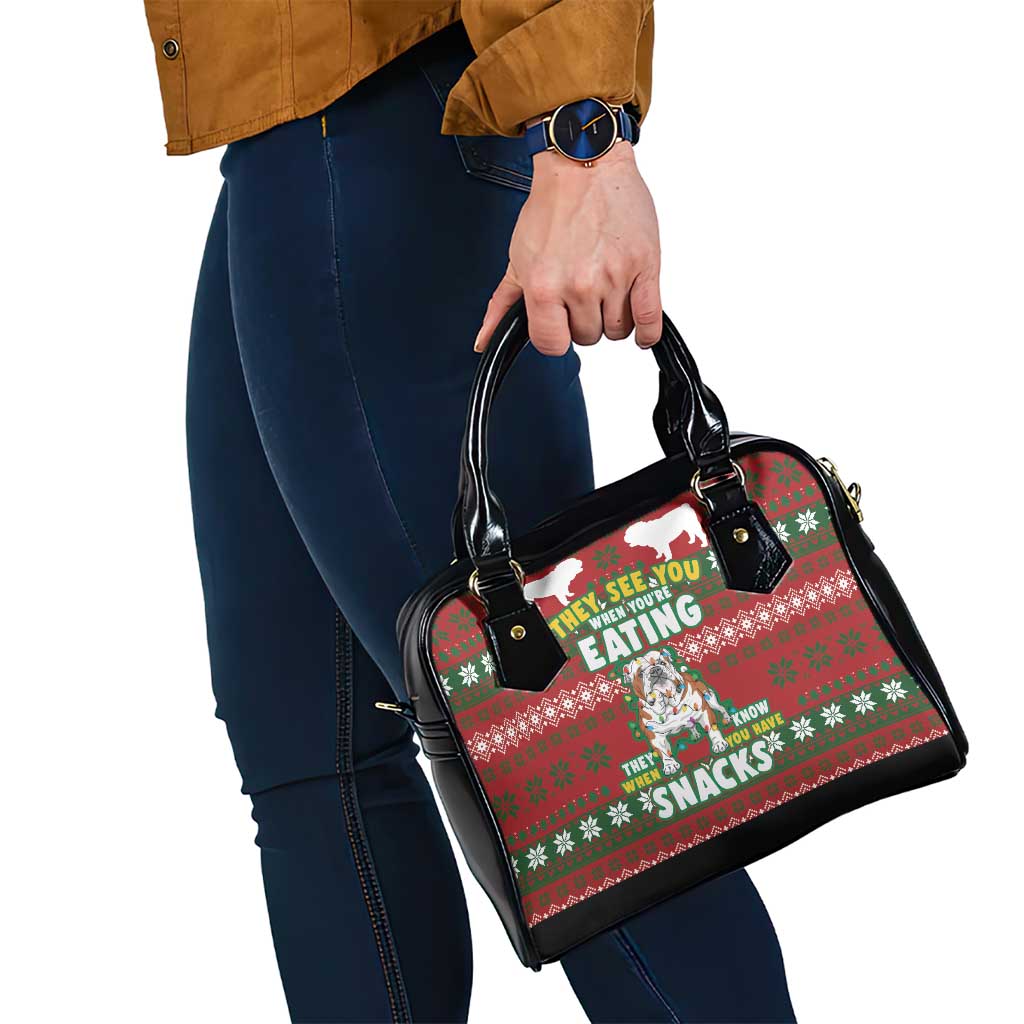 Bulldog Snacks Christmas Shoulder Handbag They Know You Have Snacks