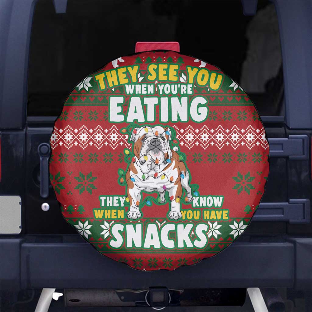Bulldog Snacks Christmas Spare Tire Cover They Know You Have Snacks - Wonder Print Shop