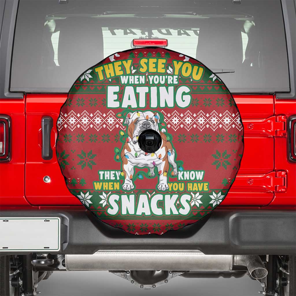Bulldog Snacks Christmas Spare Tire Cover They Know You Have Snacks - Wonder Print Shop