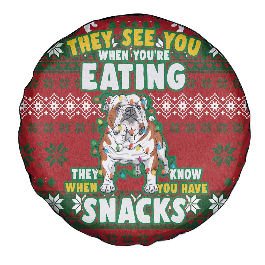 Bulldog Snacks Christmas Spare Tire Cover They Know You Have Snacks - Wonder Print Shop
