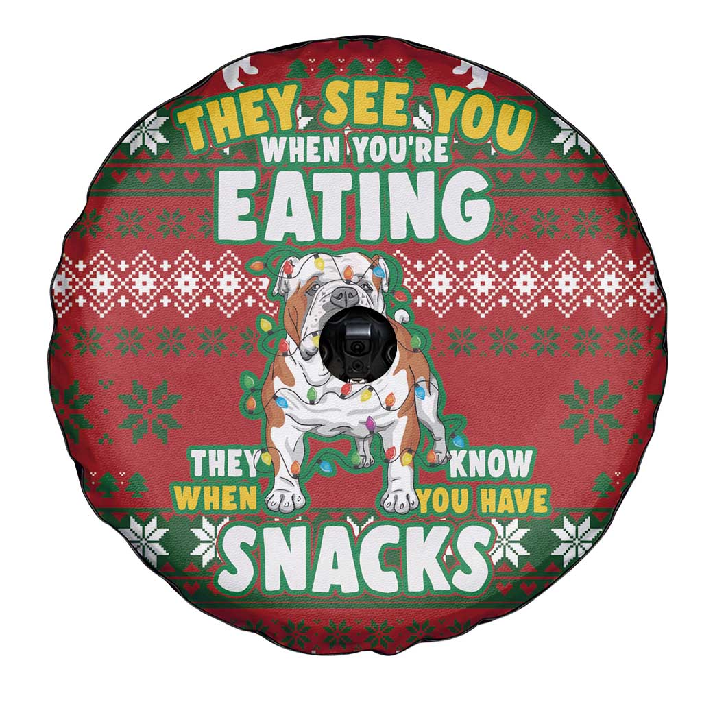 Bulldog Snacks Christmas Spare Tire Cover They Know You Have Snacks - Wonder Print Shop
