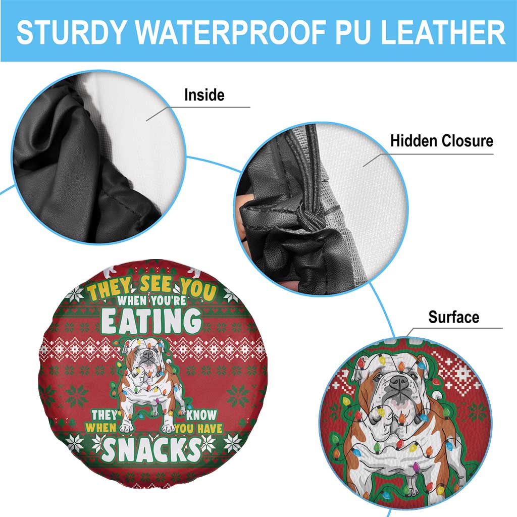 Bulldog Snacks Christmas Spare Tire Cover They Know You Have Snacks - Wonder Print Shop