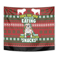 Bulldog Snacks Christmas Tapestry They Know You Have Snacks - Wonder Print Shop