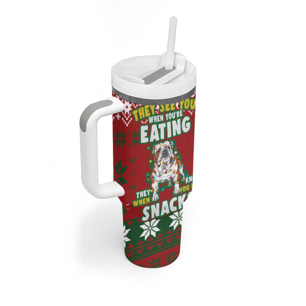 Bulldog Snacks Christmas Tumbler With Handle They Know You Have Snacks - Wonder Print Shop