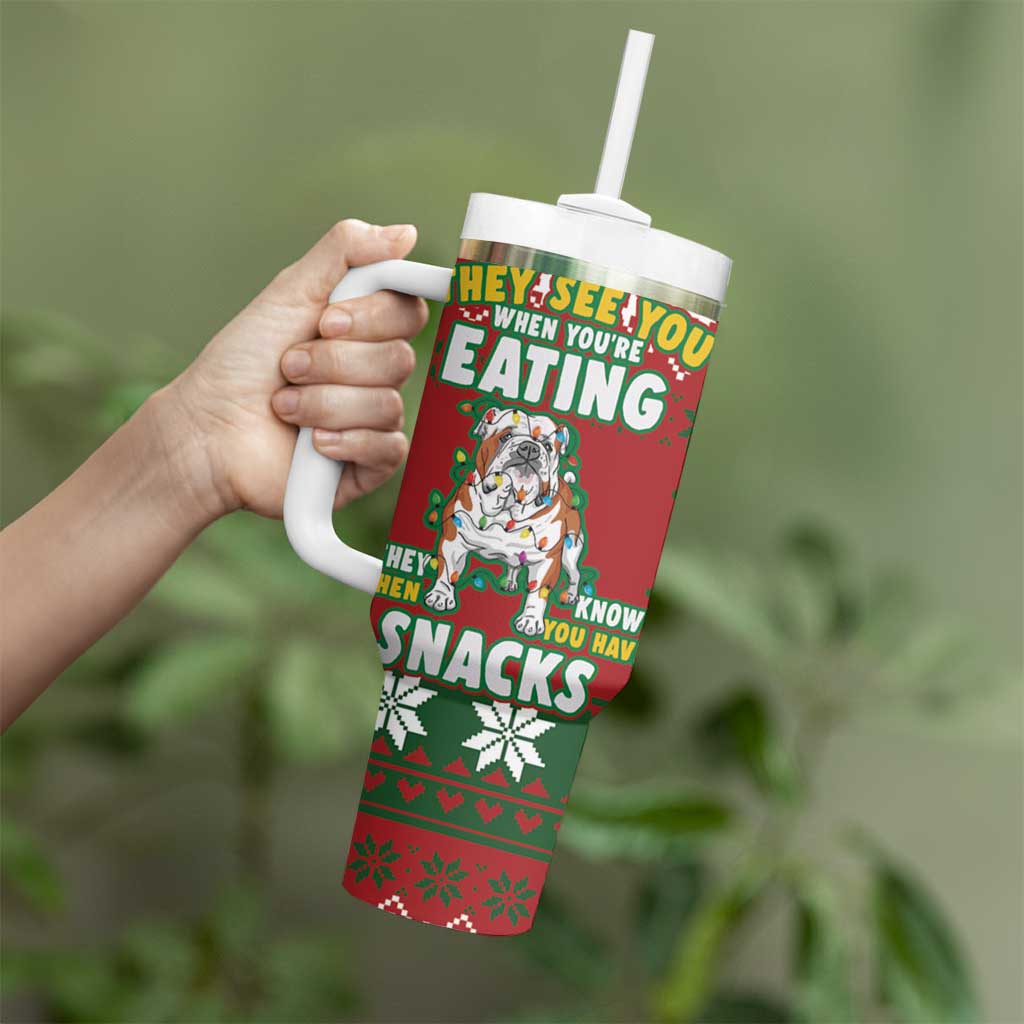 Bulldog Snacks Christmas Tumbler With Handle They Know You Have Snacks - Wonder Print Shop