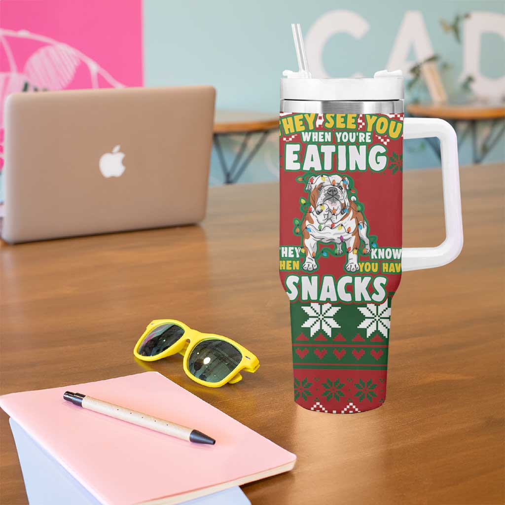 Bulldog Snacks Christmas Tumbler With Handle They Know You Have Snacks - Wonder Print Shop