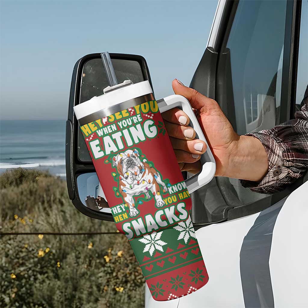 Bulldog Snacks Christmas Tumbler With Handle They Know You Have Snacks - Wonder Print Shop
