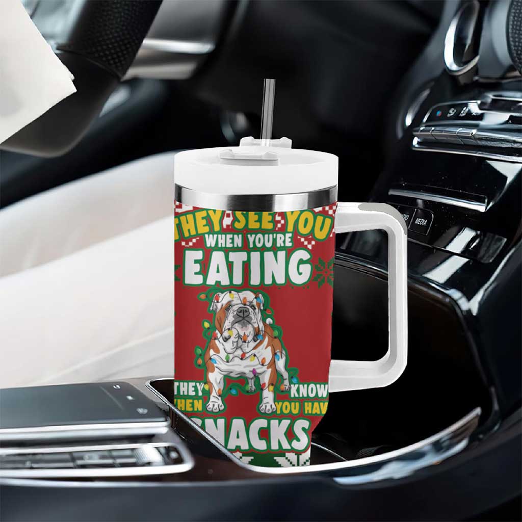 Bulldog Snacks Christmas Tumbler With Handle They Know You Have Snacks - Wonder Print Shop