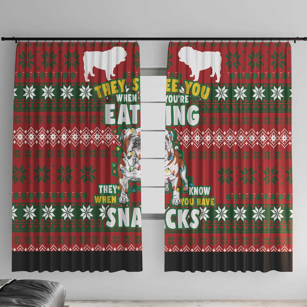 Bulldog Snacks Christmas Window Curtain They Know You Have Snacks - Wonder Print Shop