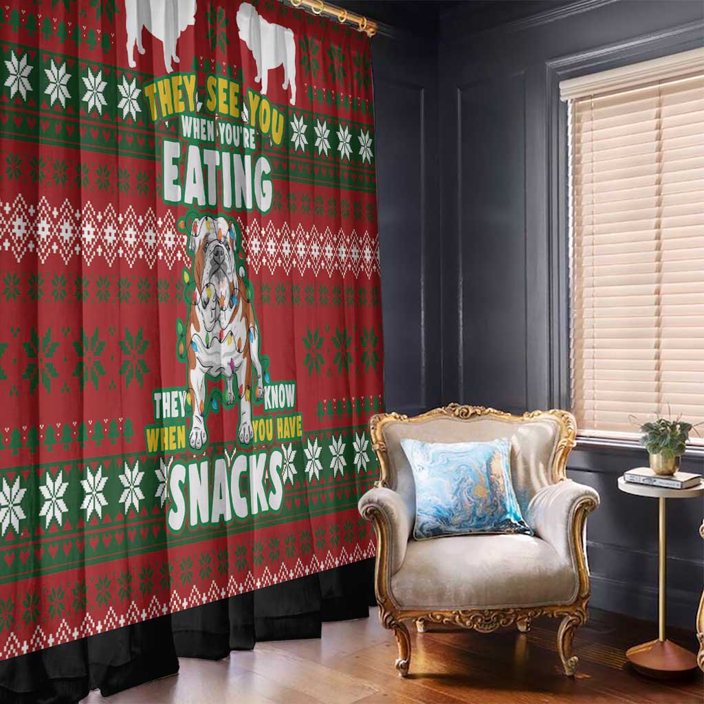 Bulldog Snacks Christmas Window Curtain They Know You Have Snacks - Wonder Print Shop