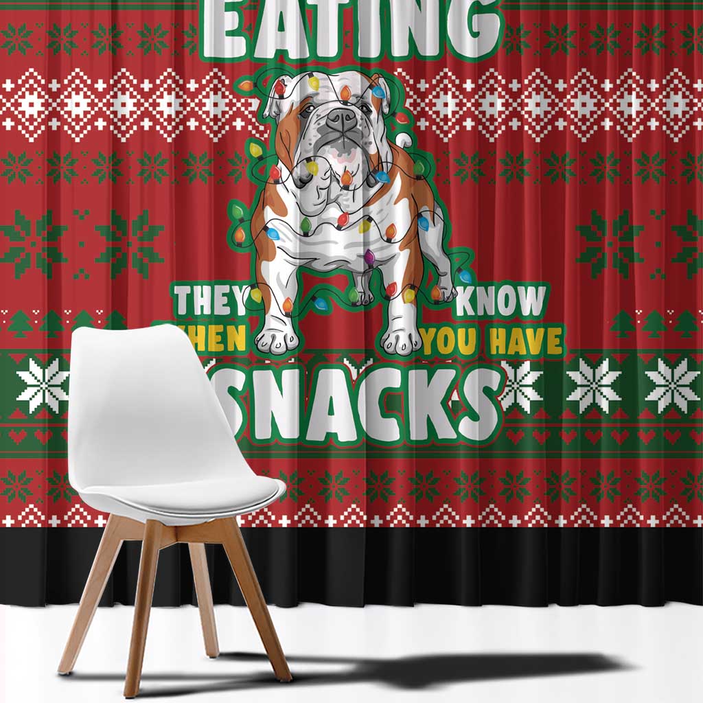 Bulldog Snacks Christmas Window Curtain They Know You Have Snacks - Wonder Print Shop