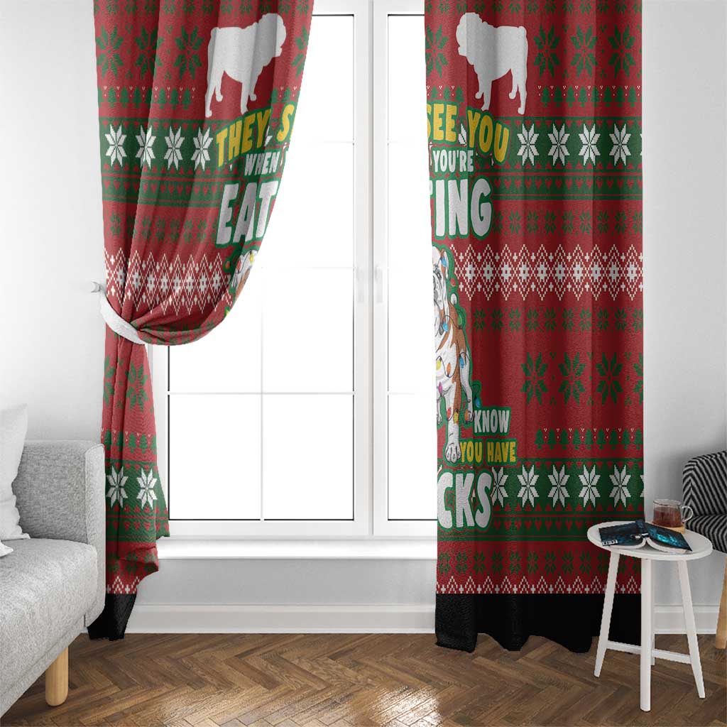 Bulldog Snacks Christmas Window Curtain They Know You Have Snacks - Wonder Print Shop
