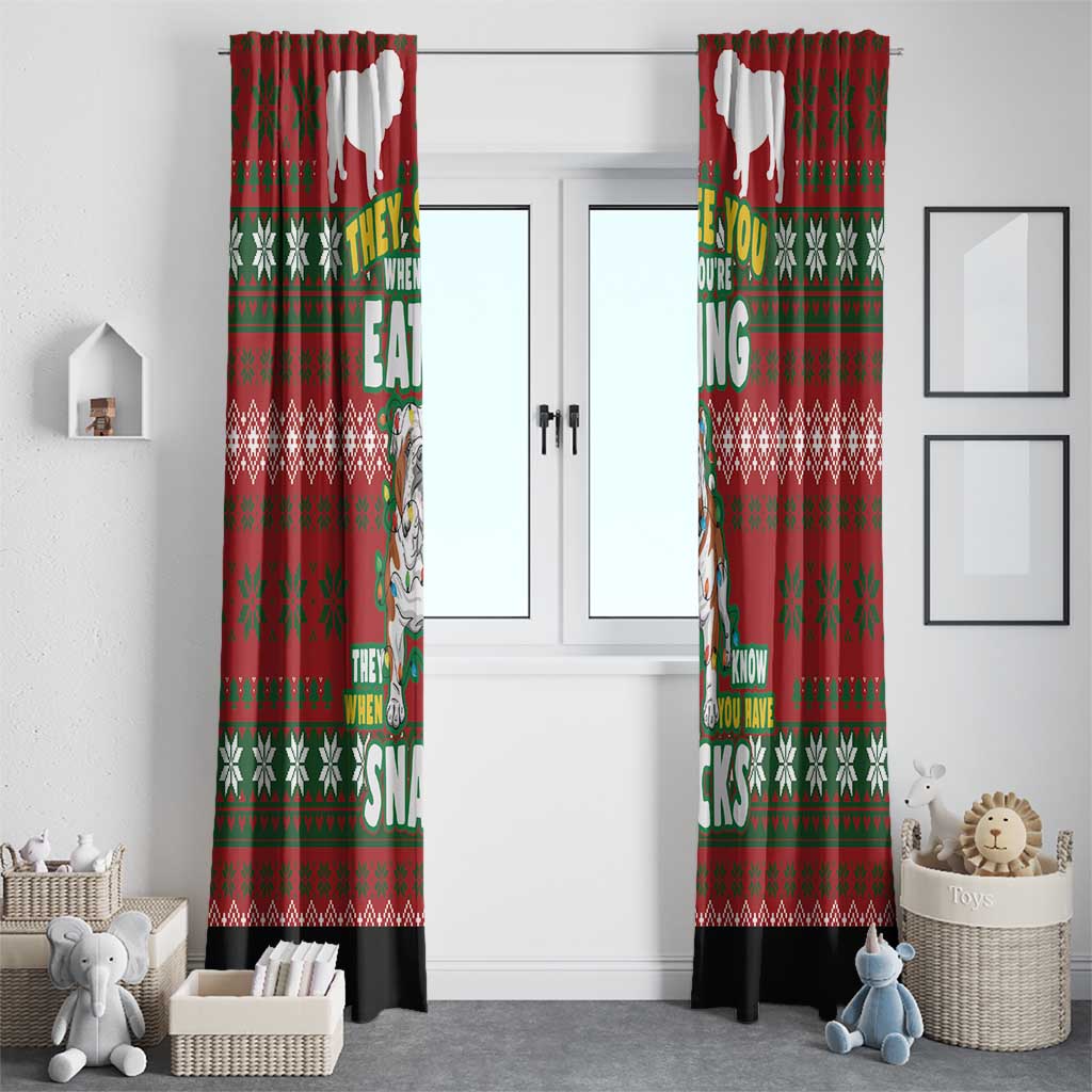 Bulldog Snacks Christmas Window Curtain They Know You Have Snacks - Wonder Print Shop