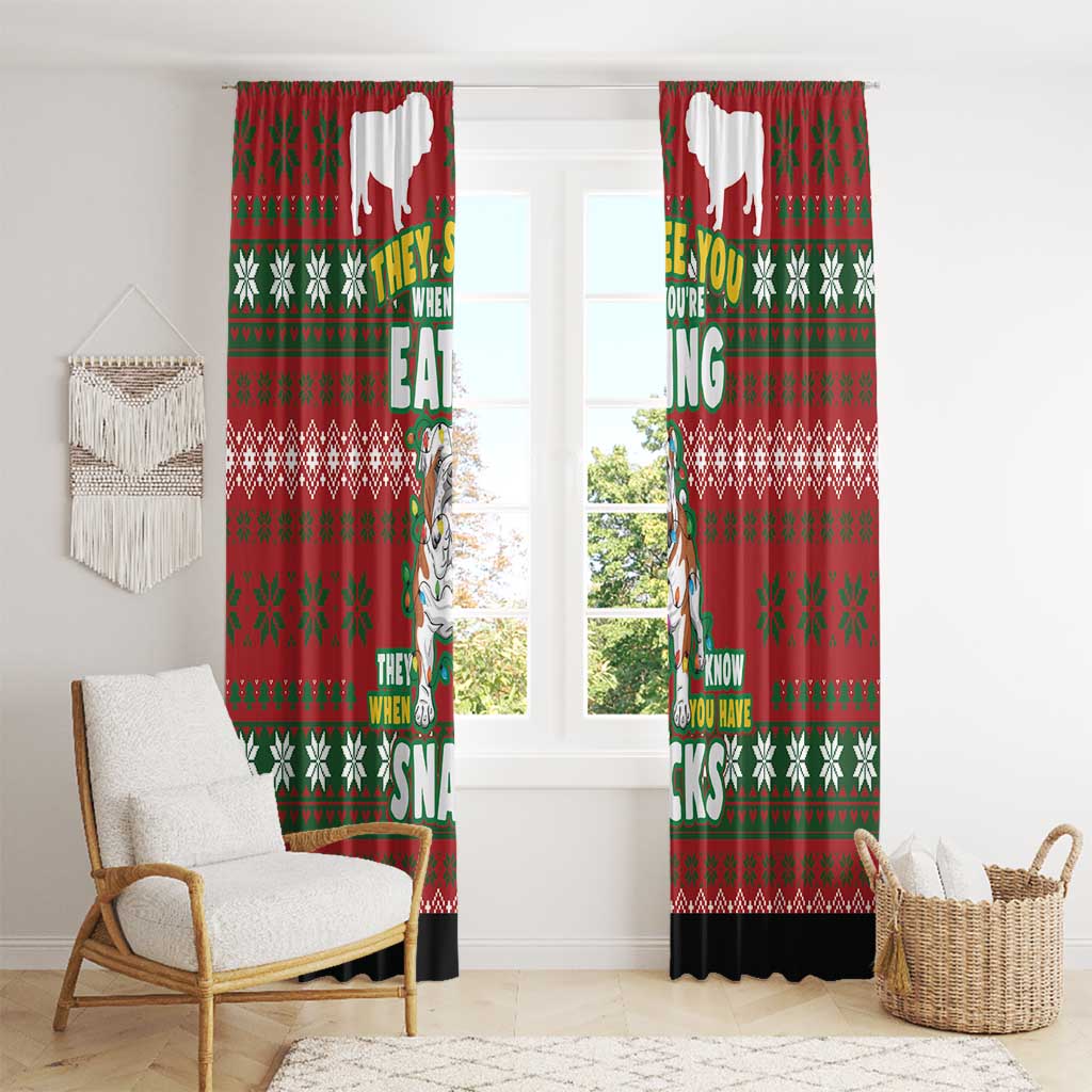 Bulldog Snacks Christmas Window Curtain They Know You Have Snacks - Wonder Print Shop